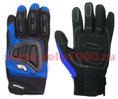 Перчатки полные, M, синие: верх-Spandex+силиконовые защитные накладки, ладонь-полиуретан и гель. для велосипеда