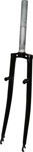 Вилка 700C, шток 1", резьбовая, для V-brake, штырь и перья cr-mo, изогнутые, черная. для велосипедов