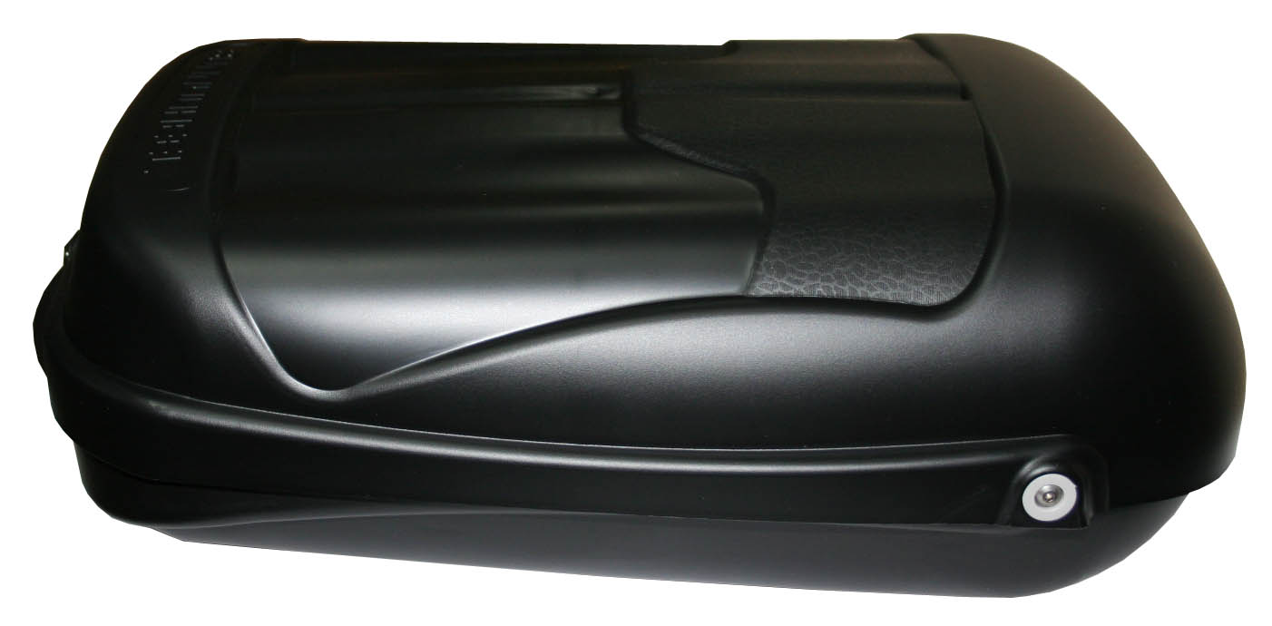 Бокс на багажник, с замком, объем 12л, ударопрочный пластик, отсек для велокомп, 49х32х19см, чёрный.