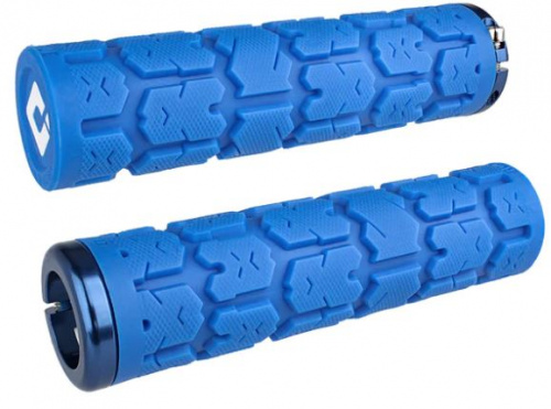 Грипсы 135мм, голубые, Soft компаунд, с 1 синим алюм lock-on и литым торцом. для велосипеда