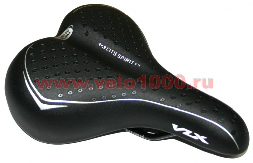 Седло 260x170мм, чёрное, тиснёное кружочками, с лого "VLX ACTIVE". для велосипеда