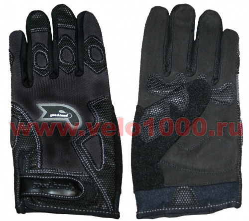 Перчатки полные, XL, черные: верх-эластан с защитными накладками, ладонь-микрофибра, летние. для велосипеда