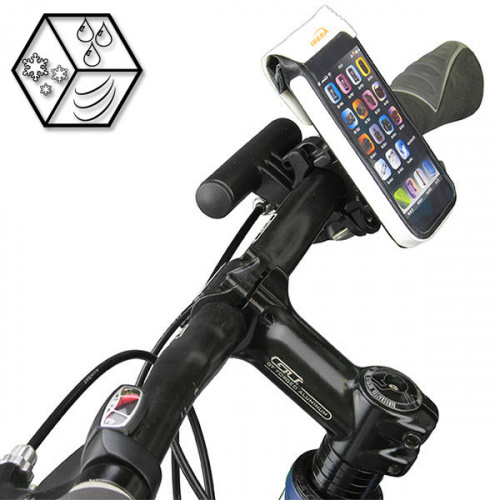 Чехол на руль для телефона с экраном 3.5"-4", белый, влагостойкий, с мини-рулем для фары, компьютера для велосипеда