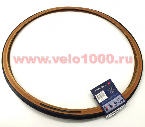 Покрышка 700x28C, жесткий корд, черно-коричневая, рифлёный слик, 380г. для велосипеда
